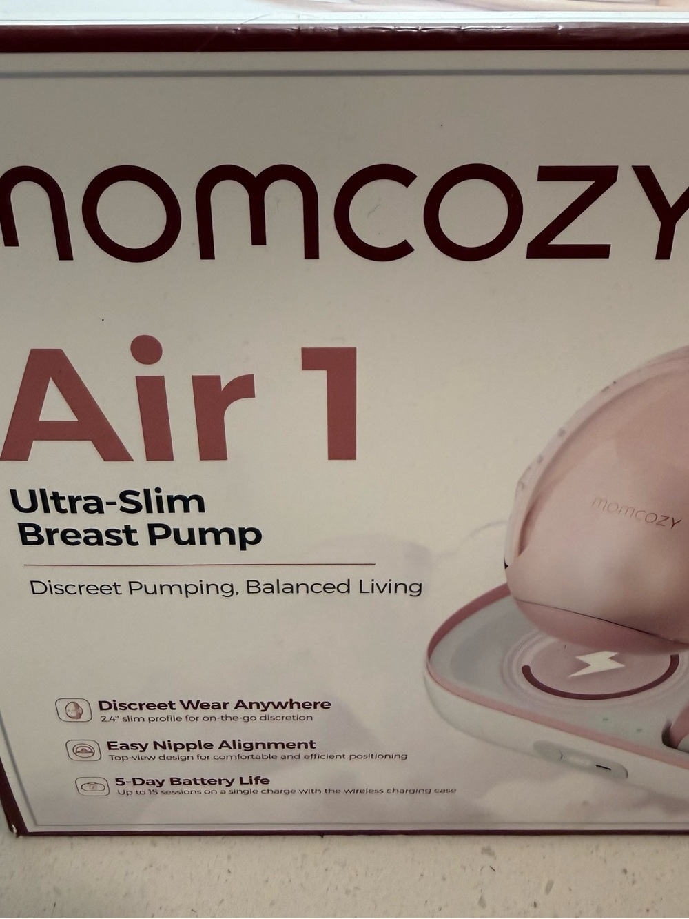 momcozy Air 1 Ultra-Slim Breast Pump - Pink - Picture 3 of 14